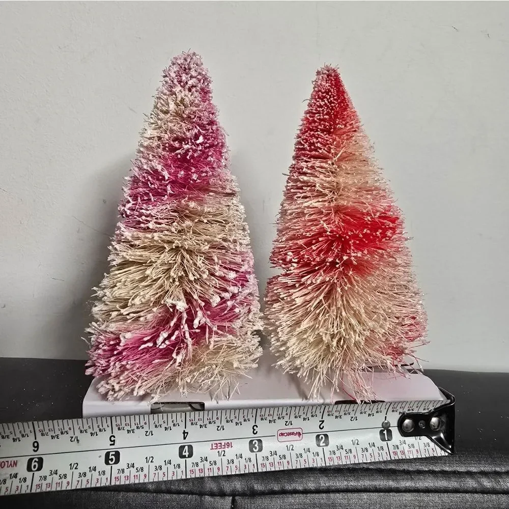 Red and Pink Holiday Decor Miniature Christmas Trees